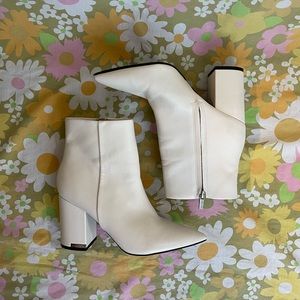 Calvin Klein White Chunky Heeled Booties